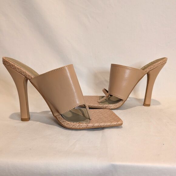 Ego X Molly-Mae Captivating Square Open Toe High Heel Waffle Mules - Picture 3 of 7
